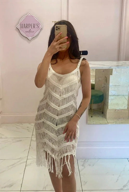 Jenna White Beach Cover Up/Kaftan Dress