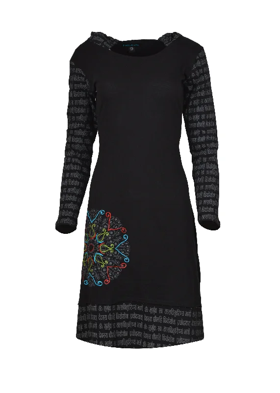 womens-long-sleeve-dress-with-side-embroidery-mantra-print-hooded-dress