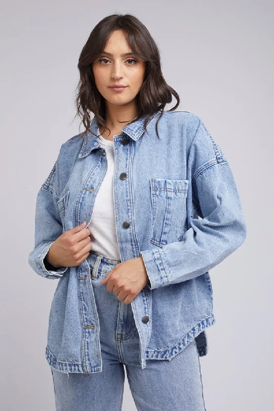 Dale Shacket | Light Blue Faux Fur Jacket Real Fur Jacket Shearling Jacket