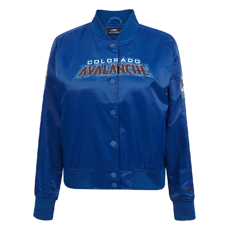 Down-filled – Filled with down feathers for insulationNHL COLORADO AVALANCHE CLASSIC WOMEN'S SATIN JACKET (DODGER BLUE) Fur-Trimmed Winter Coat