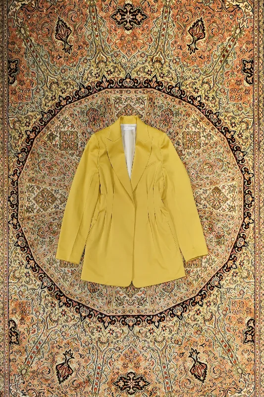 TUCK JACKET (YELLOW) Ribbed Jacket Pleated Jacket Ruffled Jacket