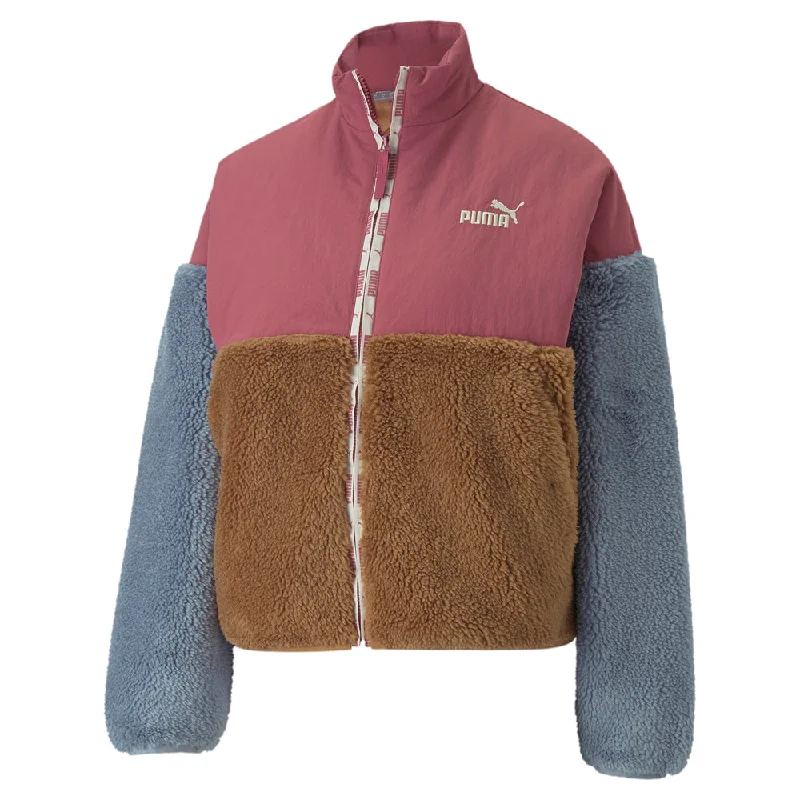 Sherpa Full Zip Jacket Stand-Up Collar Roll-Neck Collar Turtle Neck