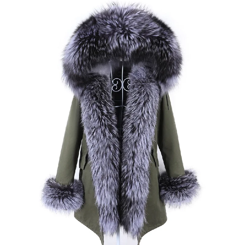 Winter Fashion Real Fox Fur Collar Long Hooded Jacket for Women Tailored Jacket Straight Jacket A-Line Jacket Winter Fashion Real Fox Fur Collar Long Hooded Jacket for Women Tailored Jacket Straight Jacket A-Line Jacket