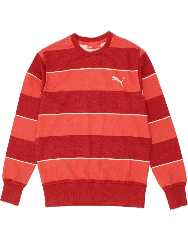 PUMA Mens Sweatshirt Jumper Small Red Striped Cotton