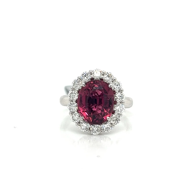 Jewelry Clearance – Final Chance To Save Big Bremer Jewelry Tourmaline and Diamonds Halo Fashion Ring in 18K White Gold (5.66ctw)