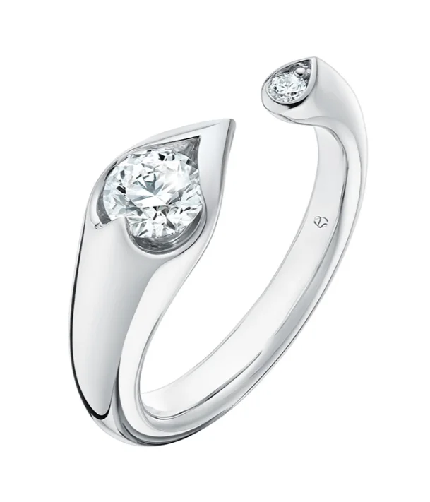 Timeless Elegance, Temporary Discounts – Act Fast Hearts On Fire Round LU Open Droplet Diamond Fashion Ring in 18K White Gold (.58ctw)
