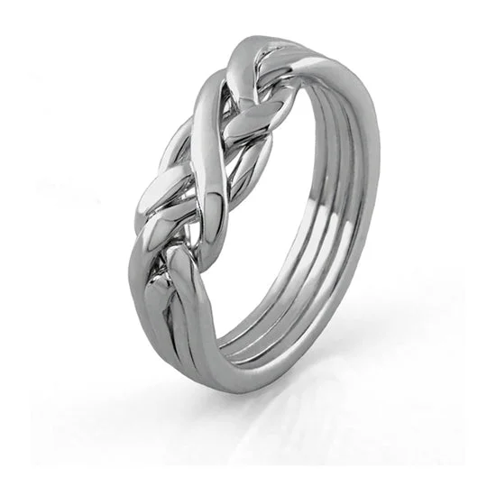 Classic And Modern Jewelry Styles On Sale LADIES 4 band 14K GOLD Puzzle Ring LG-4WB