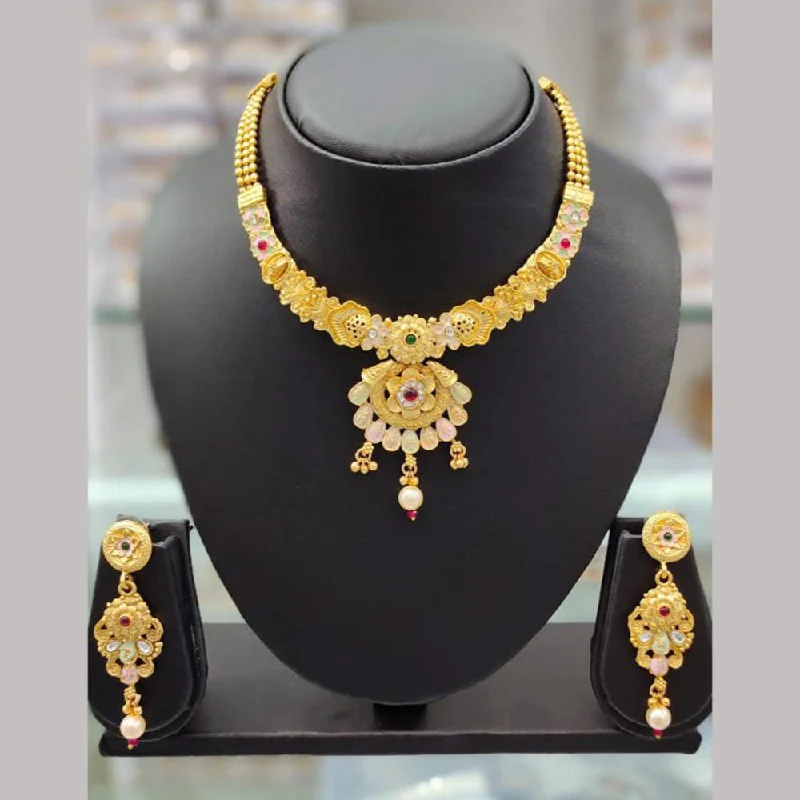 Limited-Time Jewelry Sale – Elegant Styles At Less Anjali Jewellery Gold Plated Pota Stone Meenakari Necklace Set