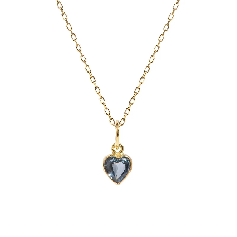 Customized Silver Jewelry For Unique Style Heart Blue 18K Gold Necklace w. Sapphire