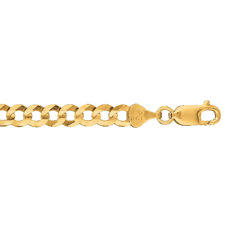 Handmade Pearl Jewelry For Timeless Elegance 10K 20 inches Yellow Gold 5.70mm Diamond Cut Comfort Curb Chain with Lobster Clasp