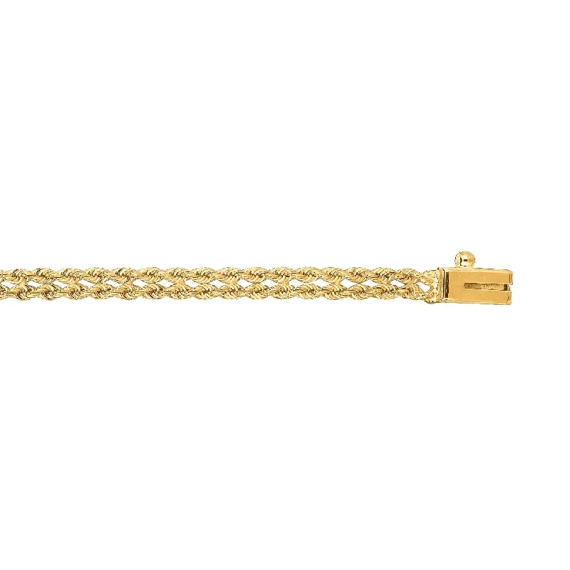 Fashion-Forward Jewelry At Exclusive Discounts 14kt 7 inches Yellow Gold 3.0mm Diamond Cut Multi Line Rope Chain with Box Catch Clasp