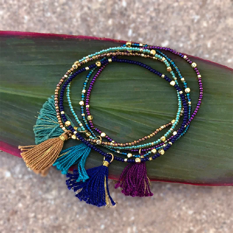 Elegant Necklaces And Bracelets At Limited-Time Offers Five Tassel Bracelet Set, Guatemala